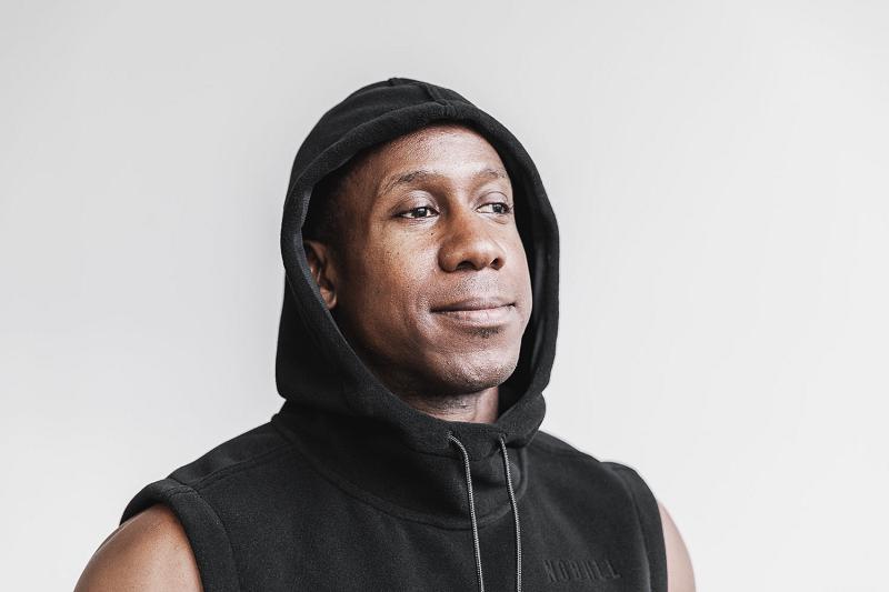 Men's Nobull Arctic Sleeveless Pullover Hoodie Black | SG D2520F